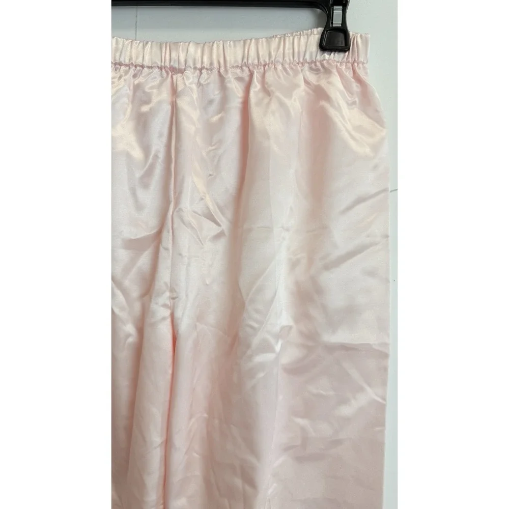 NEW Amanda Stewart Womens M Brushed Satin Pajama Set Floral Embroidery Lace Pink